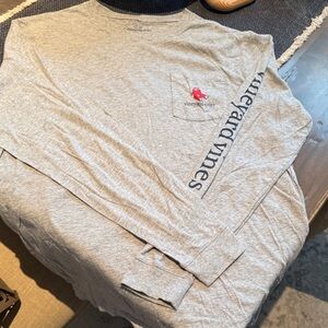 Vineyard Vines Heather Gray Long Sleeve Tee Boston Red Sox